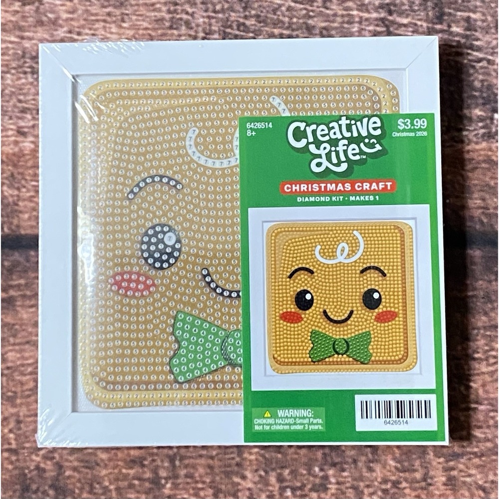 Gingerbread Face Square Diamond Painting Kit in Frame Hobby Lobby Creative Life